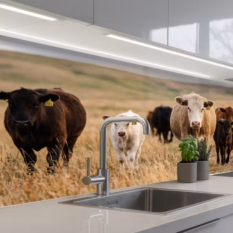 Keuken achterwand - Runderen - Kudde - Landschap - Weide - Rustig — 2