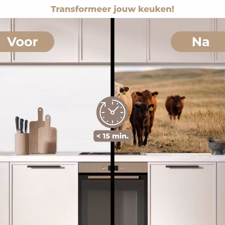Keuken achterwand - Runderen - Kudde - Landschap - Weide - Rustig — 3
