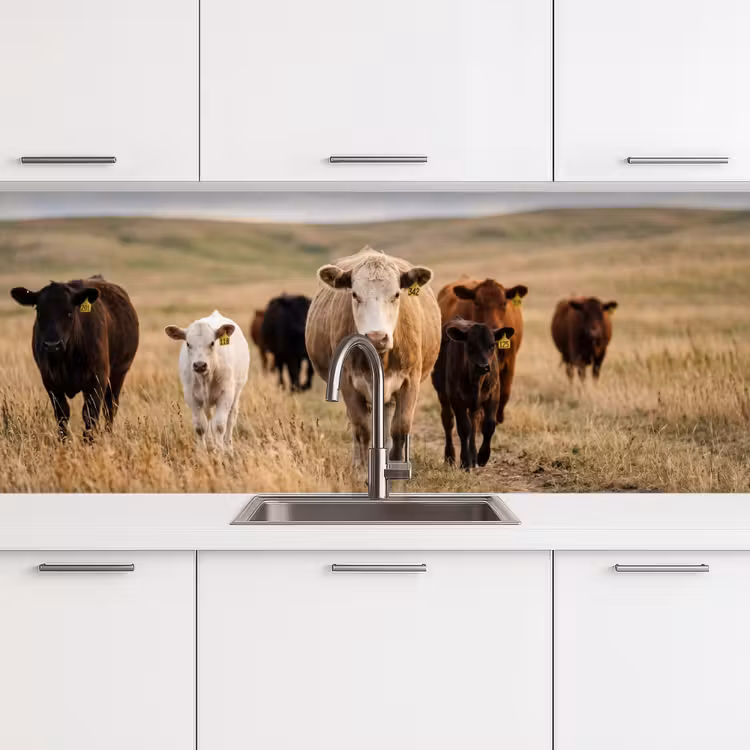 Keuken achterwand - Runderen - Kudde - Landschap - Weide - Rustig — 4