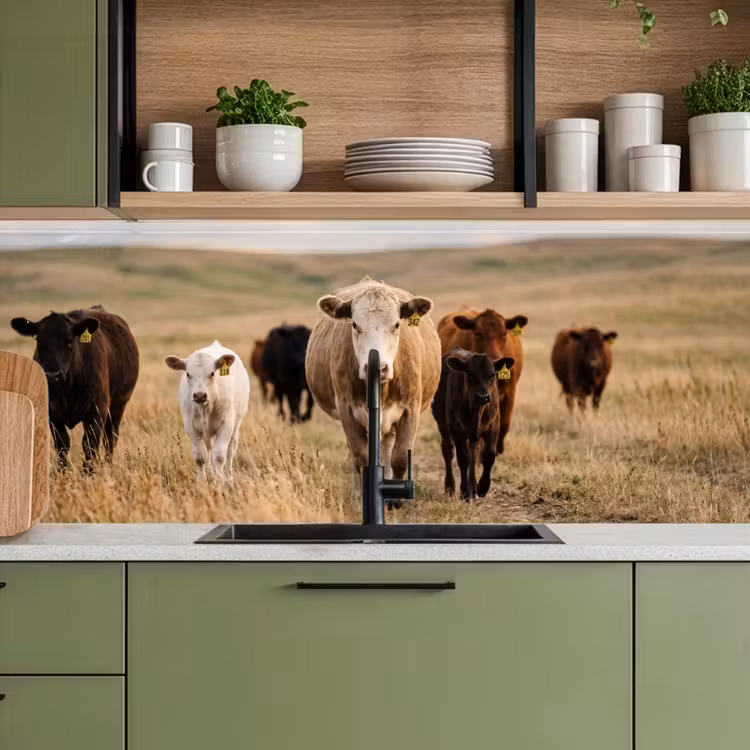 Keuken achterwand - Runderen - Kudde - Landschap - Weide - Rustig — 8