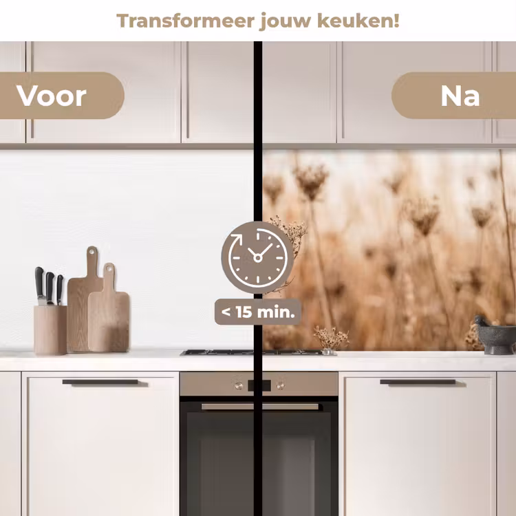 Keuken achterwand - Schermbloem - Droogbloem - Winter - Beige - Minimalistisch — 3