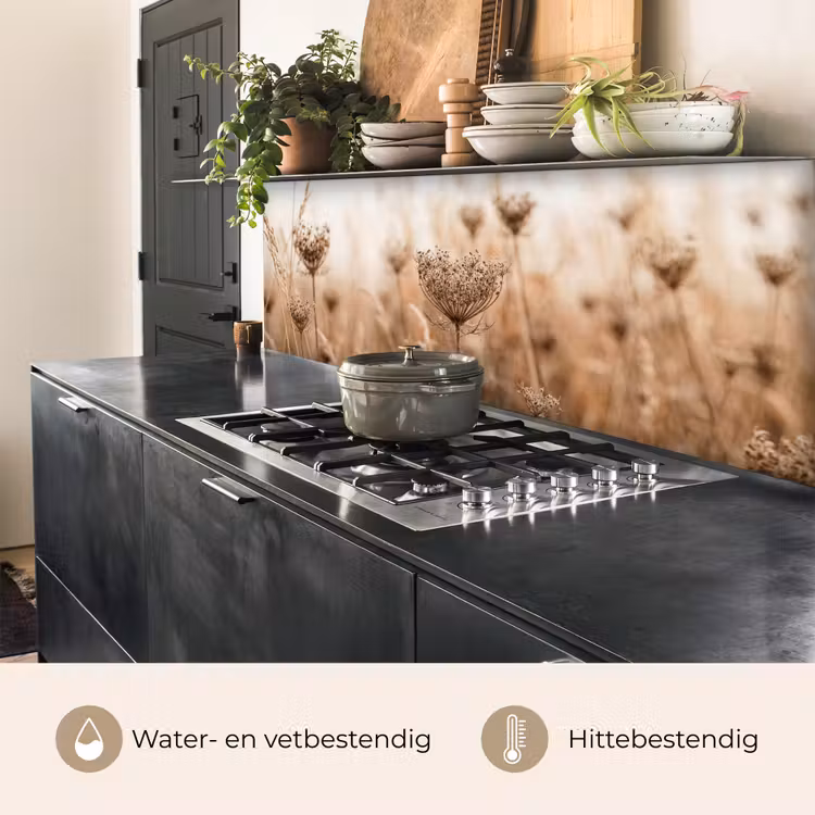 Keuken achterwand - Schermbloem - Droogbloem - Winter - Beige - Minimalistisch — 5