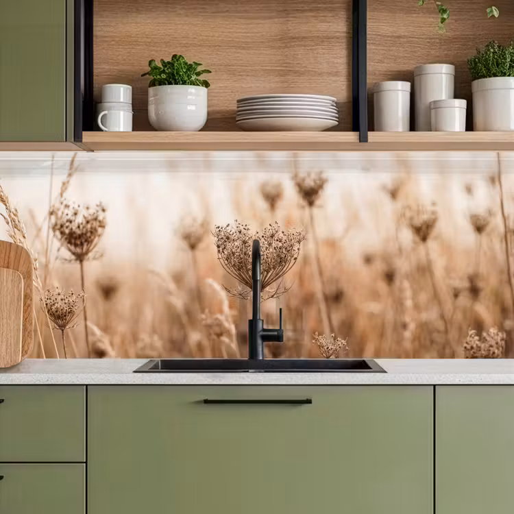 Keuken achterwand - Schermbloem - Droogbloem - Winter - Beige - Minimalistisch — 8
