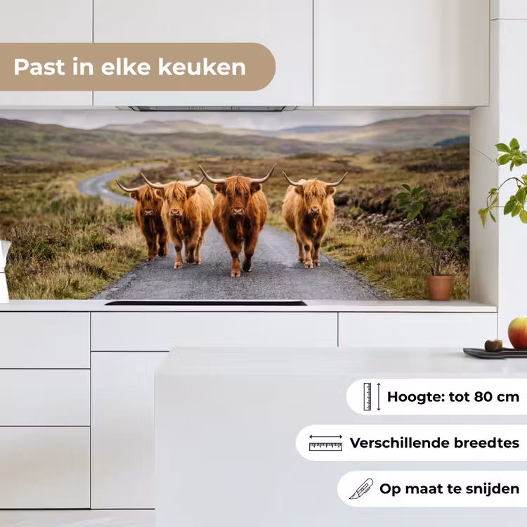 Keuken achterwand - Schotse Hooglanders - Weg - Landschap - Kudde — 7