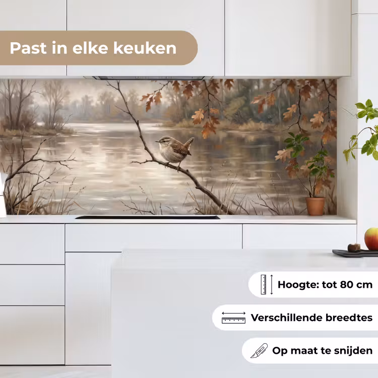 Keuken achterwand - Winterkoninkje - Tak - Rivier - Natuur - Sfeervol — 7