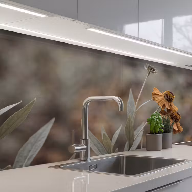 Keuken achterwand - Zonnehoed - Droogbloemen - Geel - Warm — 2