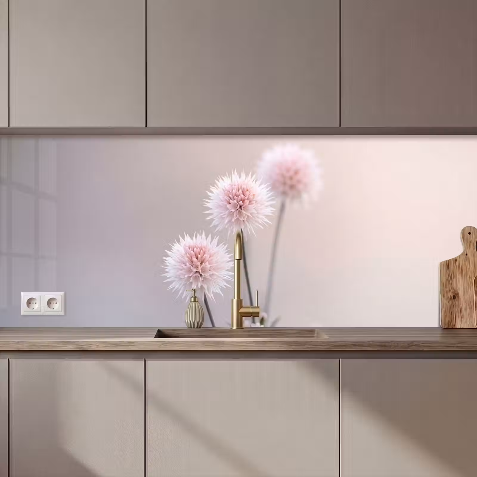 Keuken achterwand - Bloemen - Bollen - Roze — 1