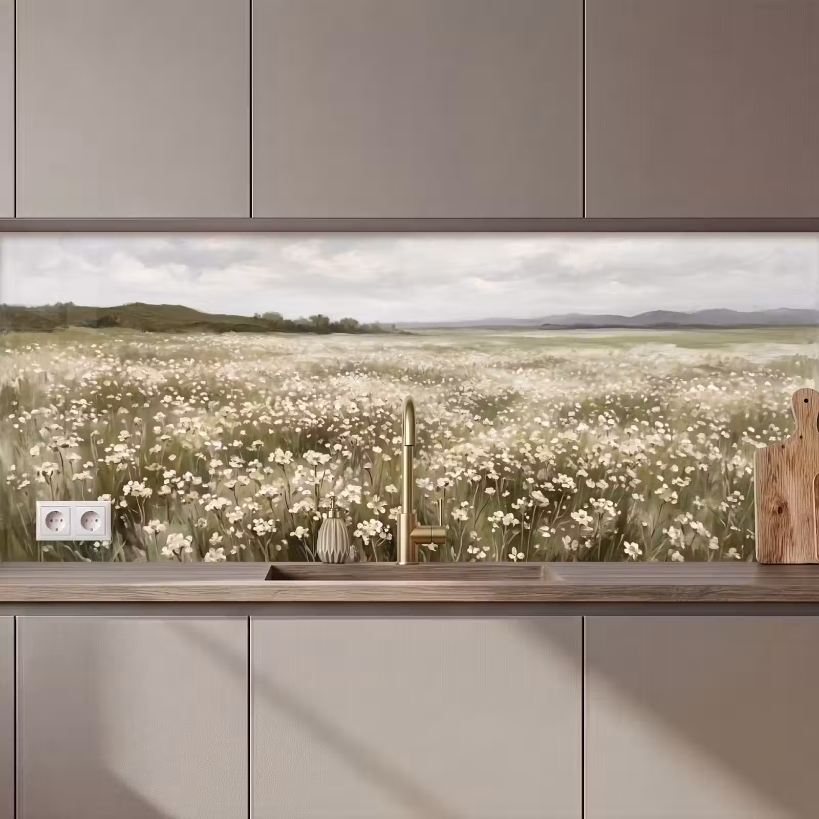 Keuken achterwand - Illustratie - Landschap - Wit — 1
