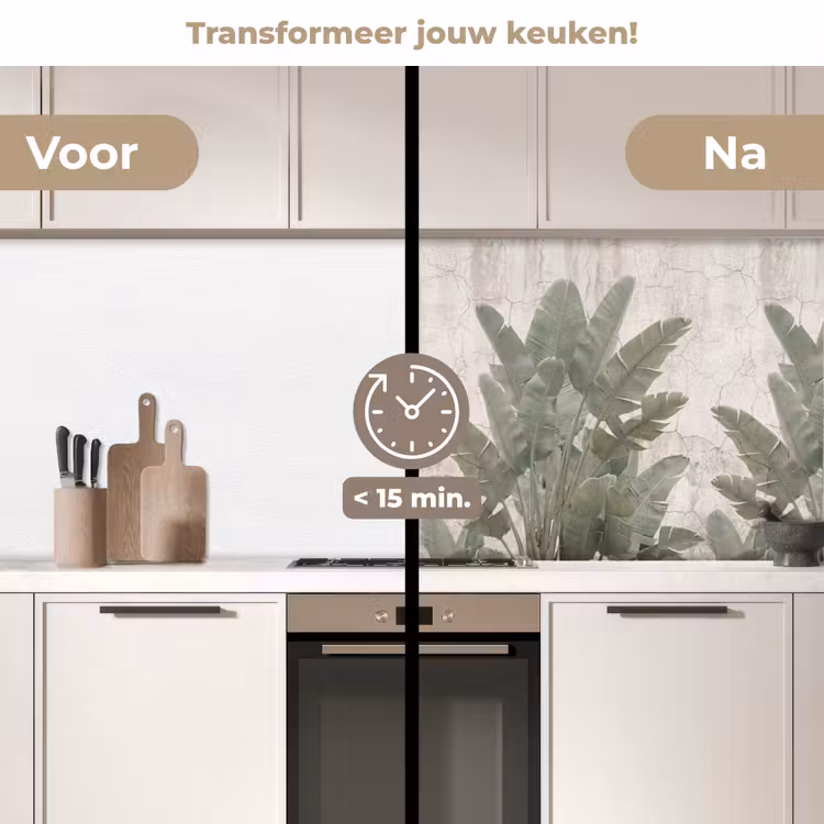 Keuken achterwand - Bananenbladeren - Beton - Groen — 3