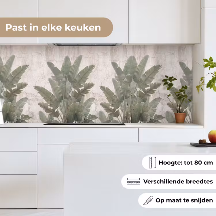 Keuken achterwand - Bananenbladeren - Beton - Groen — 7