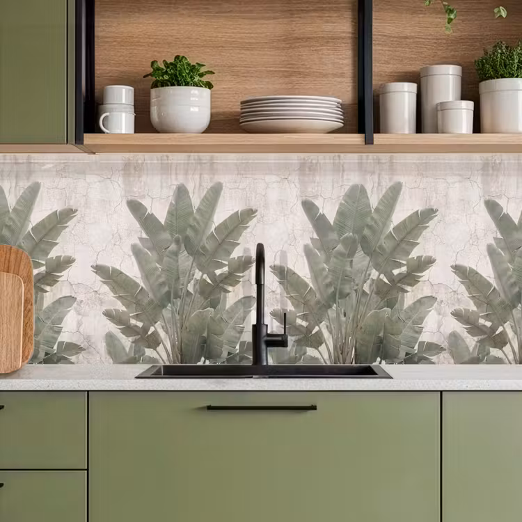 Keuken achterwand - Bananenbladeren - Beton - Groen — 8