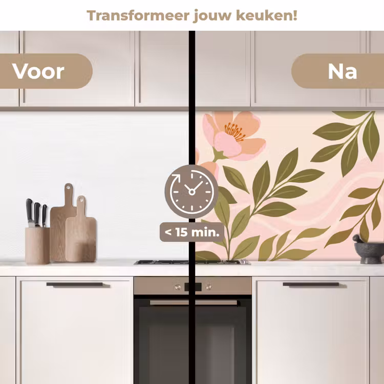 Keuken achterwand - Grafisch - Bloemen - Roze — 3