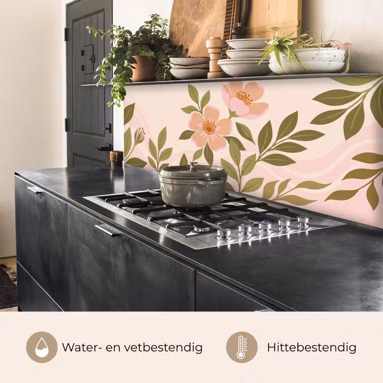 Keuken achterwand - Grafisch - Bloemen - Roze — 5