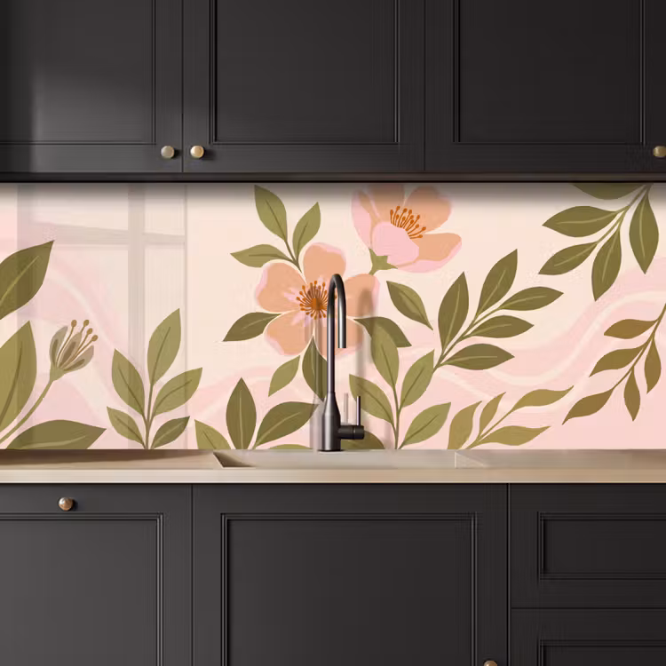Keuken achterwand - Grafisch - Bloemen - Roze — 6