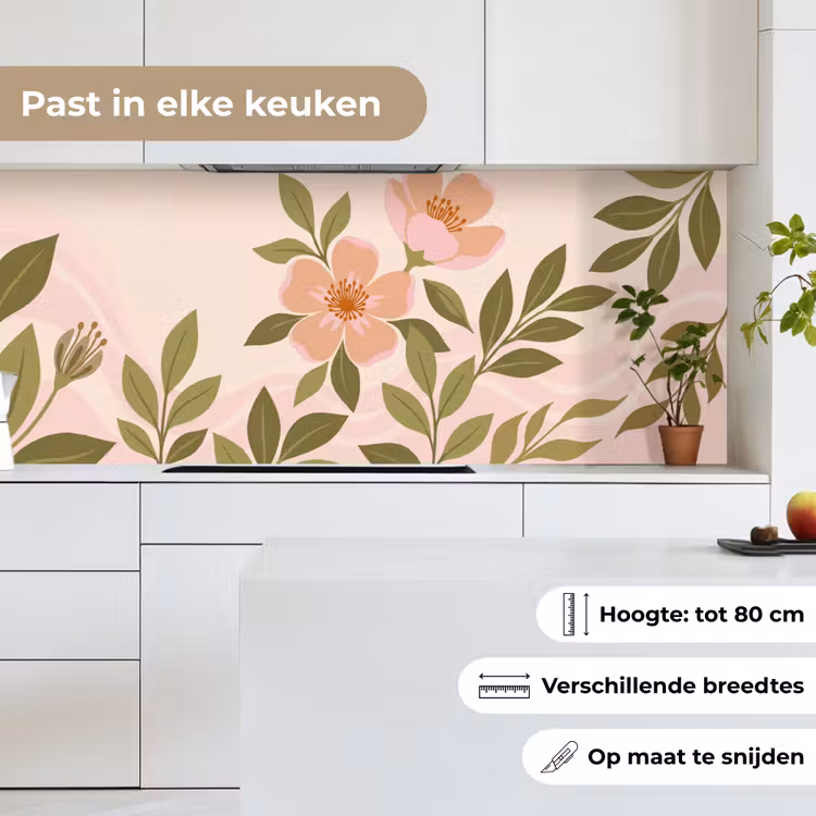 Keuken achterwand - Grafisch - Bloemen - Roze — 7
