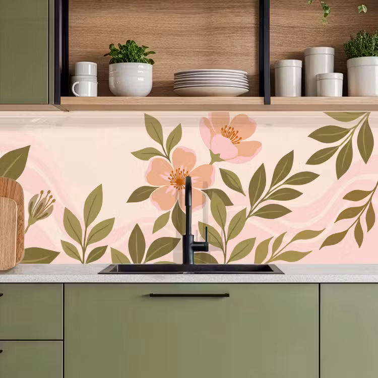 Keuken achterwand - Grafisch - Bloemen - Roze — 8