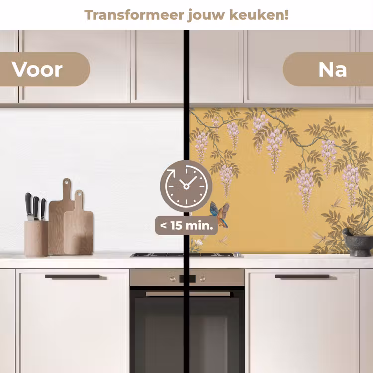 Keuken achterwand - IJsvogels - Bloesem - Geel — 3