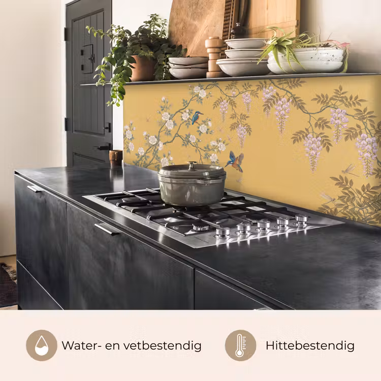 Keuken achterwand - IJsvogels - Bloesem - Geel — 5
