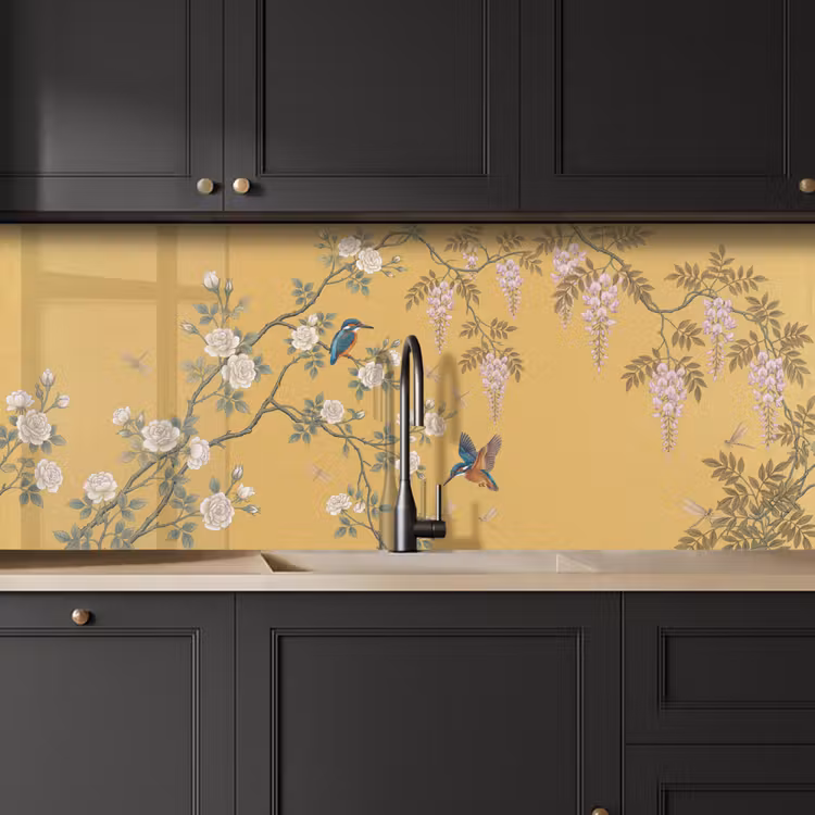 Keuken achterwand - IJsvogels - Bloesem - Geel — 6