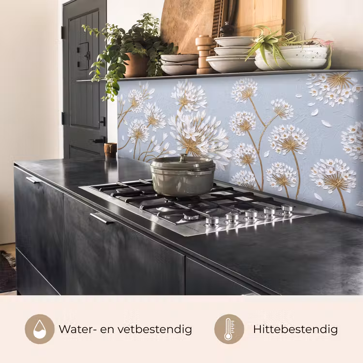 Keuken achterwand - Illustratie - Bloemen - Blauw — 5