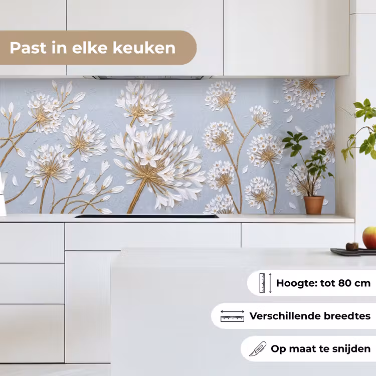 Keuken achterwand - Illustratie - Bloemen - Blauw — 7