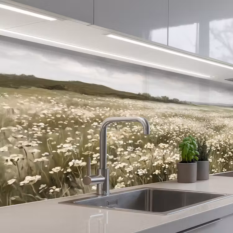Keuken achterwand - Illustratie - Landschap - Wit — 2