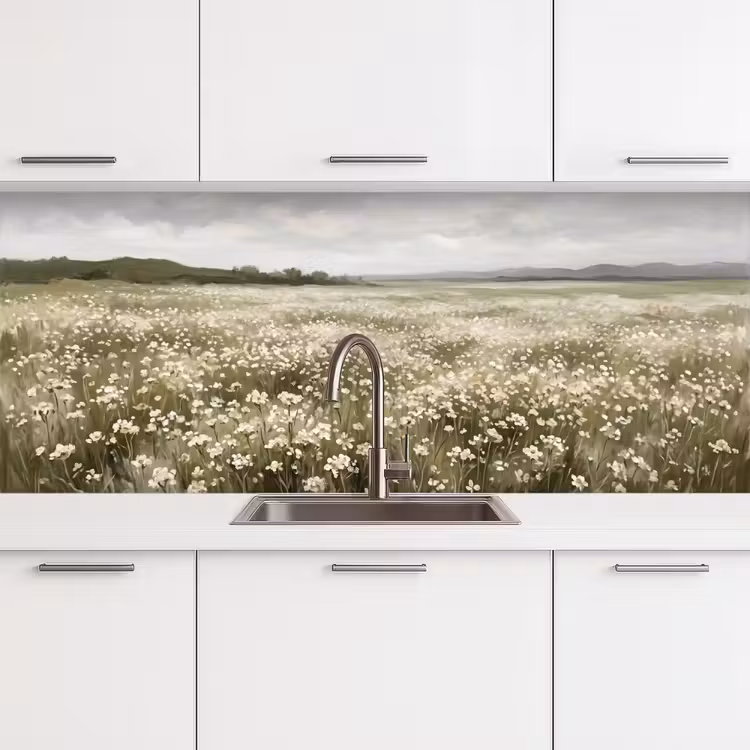 Keuken achterwand - Illustratie - Landschap - Wit — 4