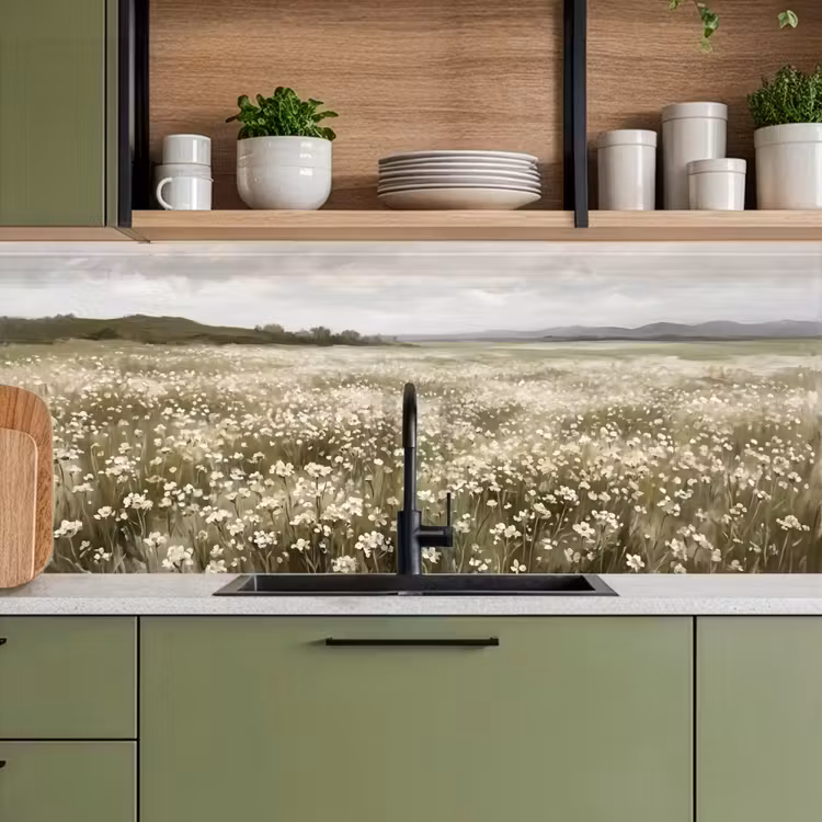 Keuken achterwand - Illustratie - Landschap - Wit — 8