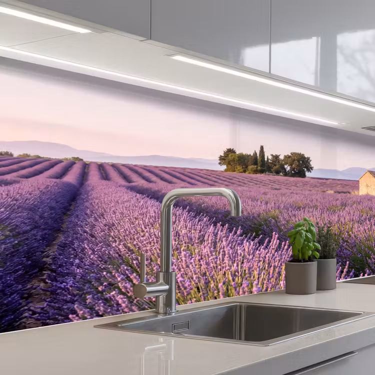 Keuken achterwand - Lavendel - Landschap - Sereen - Paars — 2