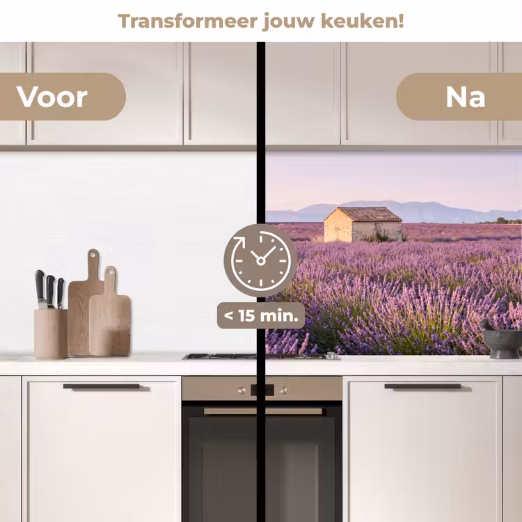 Keuken achterwand - Lavendel - Landschap - Sereen - Paars — 3