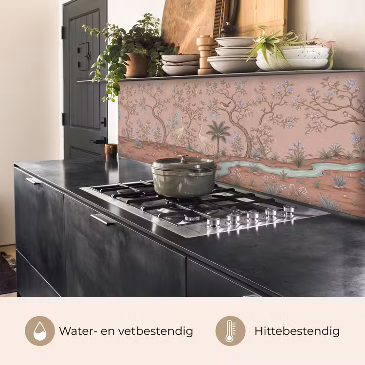 Keuken achterwand - Nostalgisch - Reigers - Roze — 5