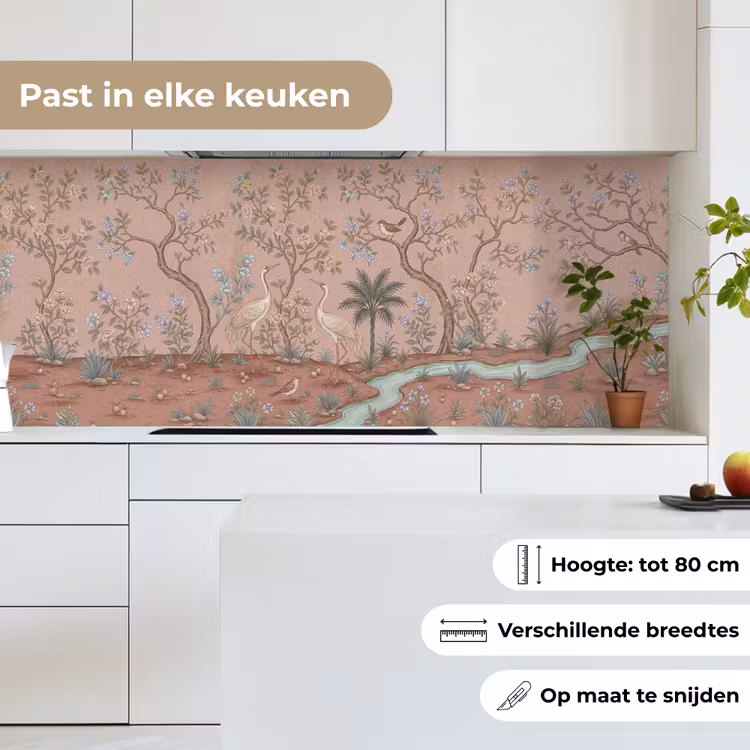 Keuken achterwand - Nostalgisch - Reigers - Roze — 7