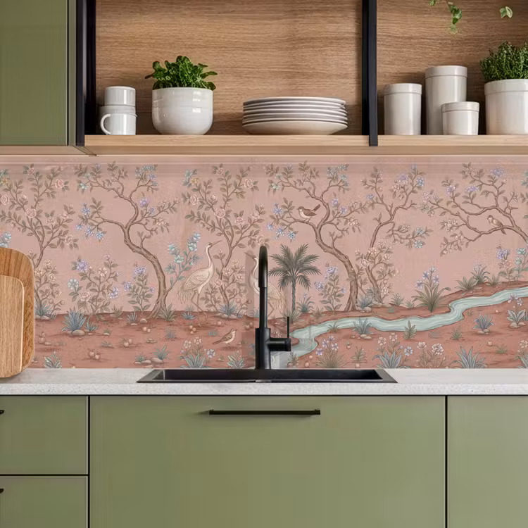 Keuken achterwand - Nostalgisch - Reigers - Roze — 8