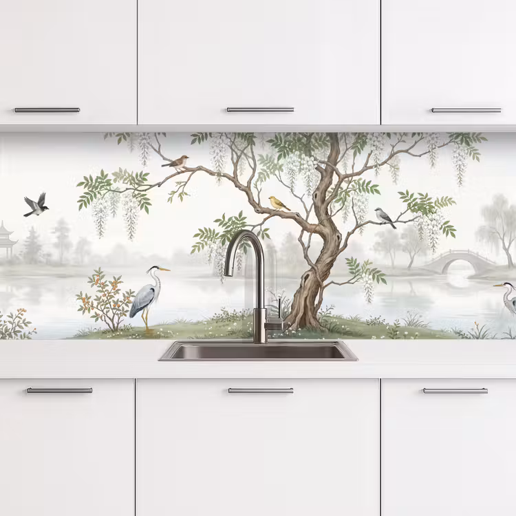Keuken achterwand - Reiger - Landschap - Groen — 4