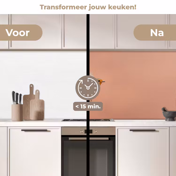 Keuken achterwand - Roodborst - Natuur - Roze — 3