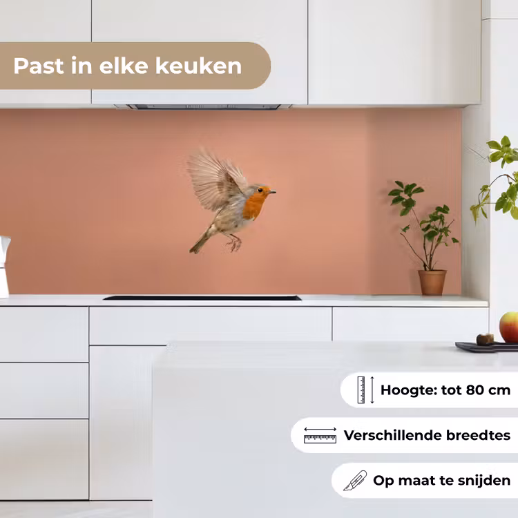 Keuken achterwand - Roodborst - Natuur - Roze — 7