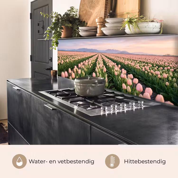 Keuken achterwand - Tulpen - Landschap - Roze — 5