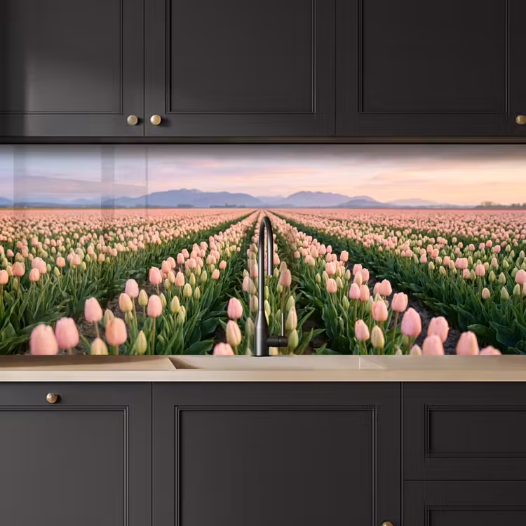 Keuken achterwand - Tulpen - Landschap - Roze — 6