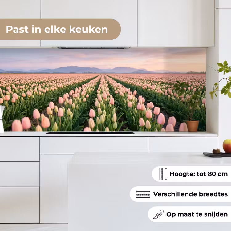 Keuken achterwand - Tulpen - Landschap - Roze — 7
