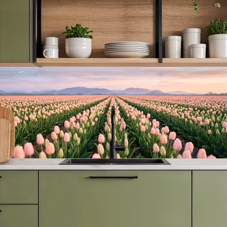 Keuken achterwand - Tulpen - Landschap - Roze — 8