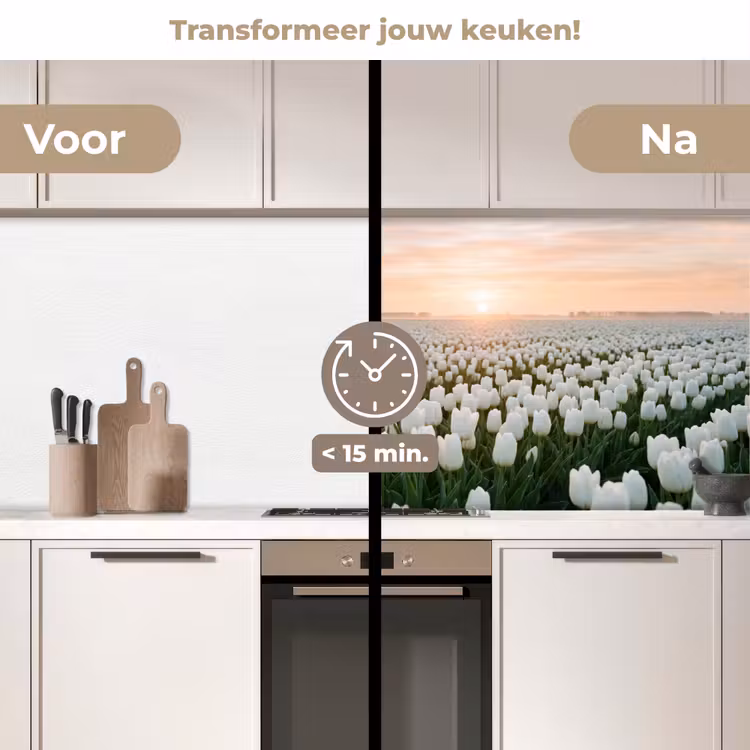 Keuken achterwand - Tulpen - Landschap - Wit — 3