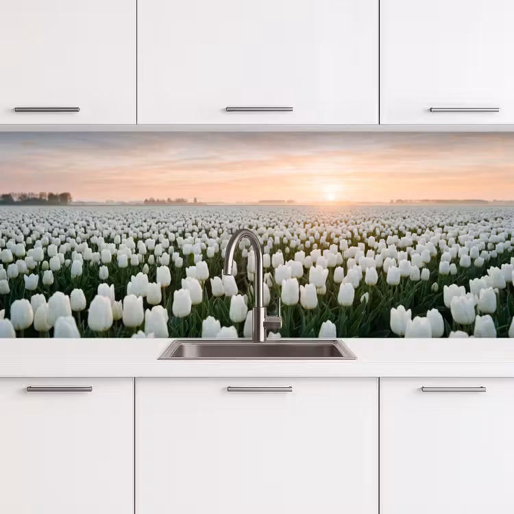 Keuken achterwand - Tulpen - Landschap - Wit — 4