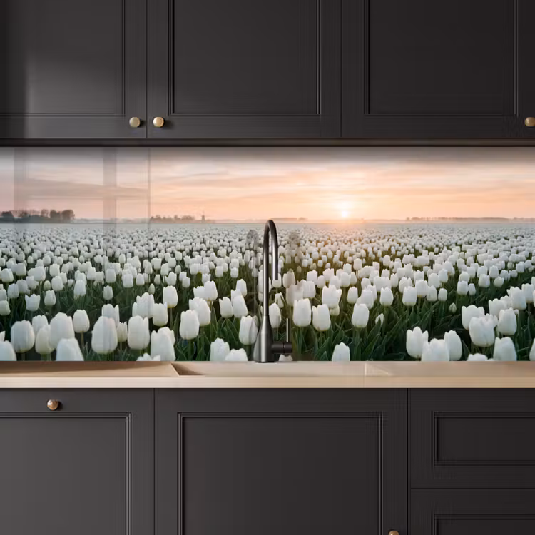 Keuken achterwand - Tulpen - Landschap - Wit — 6