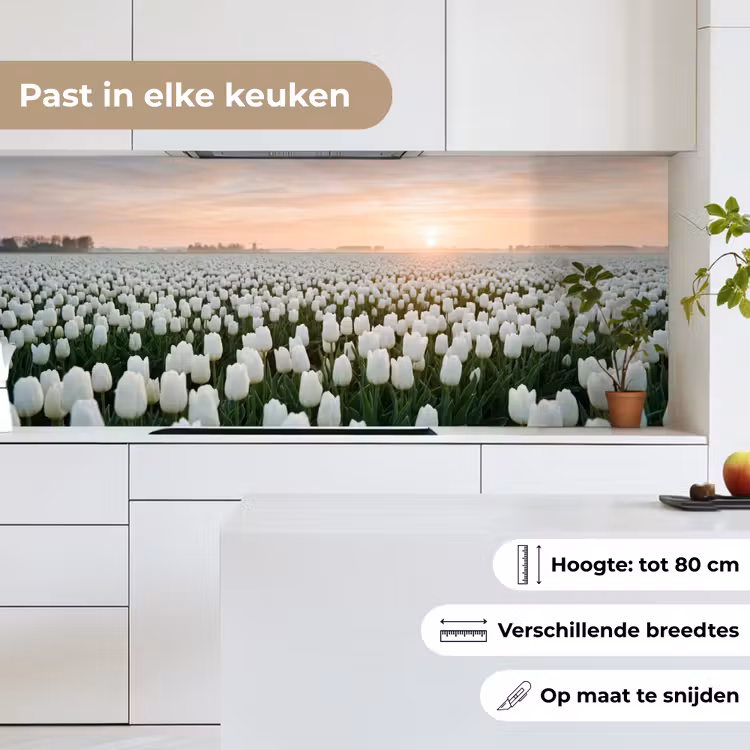 Keuken achterwand - Tulpen - Landschap - Wit — 7