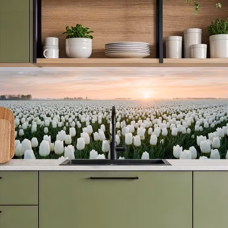 Keuken achterwand - Tulpen - Landschap - Wit — 8