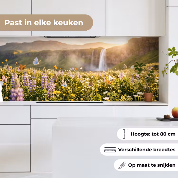 Keuken achterwand - Vlinders - Waterval - Bloemenveld — 7