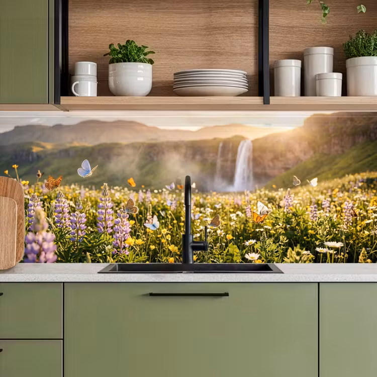 Keuken achterwand - Vlinders - Waterval - Bloemenveld — 8