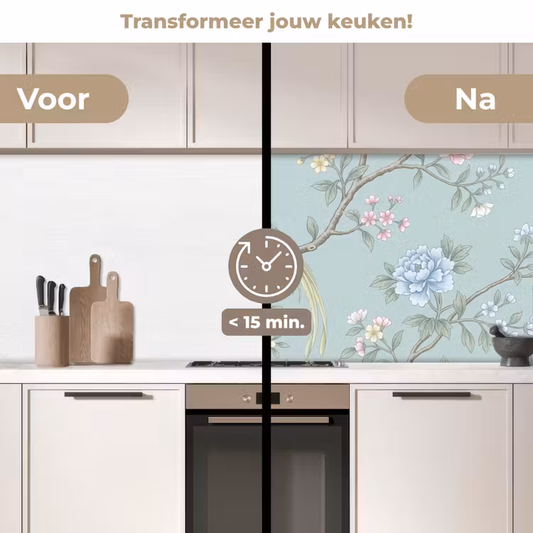 Keuken achterwand - Vogel - Bloemen - Kleurrijk — 3