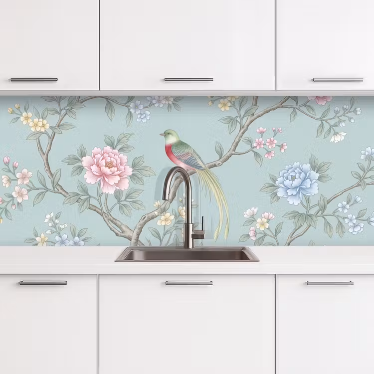 Keuken achterwand - Vogel - Bloemen - Kleurrijk — 4