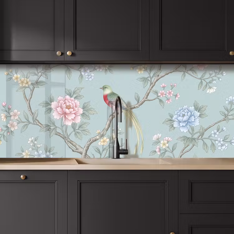 Keuken achterwand - Vogel - Bloemen - Kleurrijk — 6
